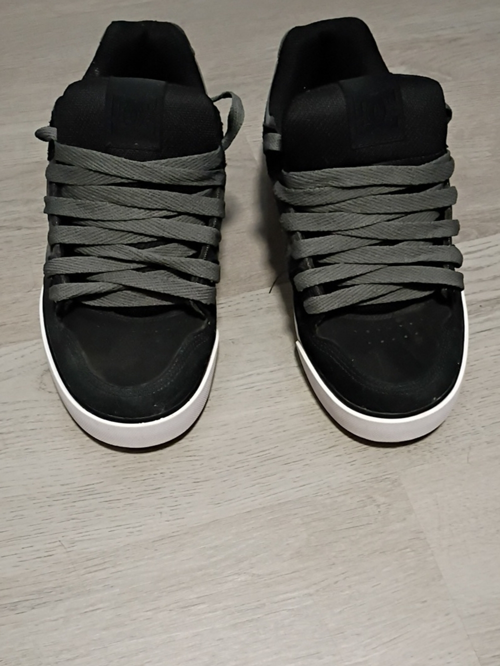 DC Men's Black Skate Shoes with Gray Laces